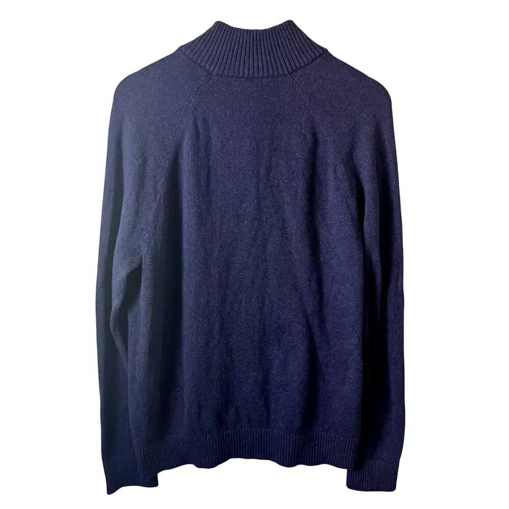 Banana Republic Mock Neck Sweater Mens Size Large Navy Blue Wool Cotton Blend